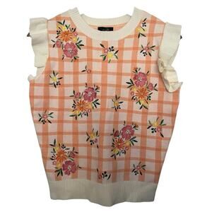 Ontwelfth Womens Sleeveless Top Embroidered Floral Cottagecore Girlhoodcore